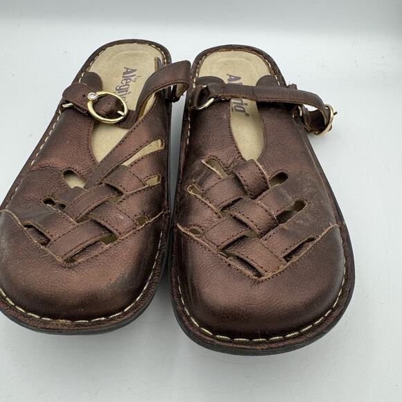 Alegria PG Lite FRE-201 Metallic Bronze Leather Buckle Mules 39 8.5 US - Picture 2 of 9